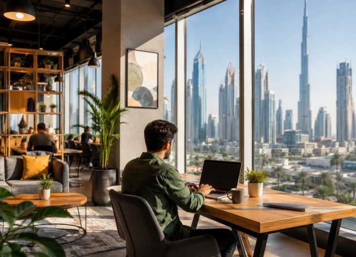Freelancers collaborating in a coworking space